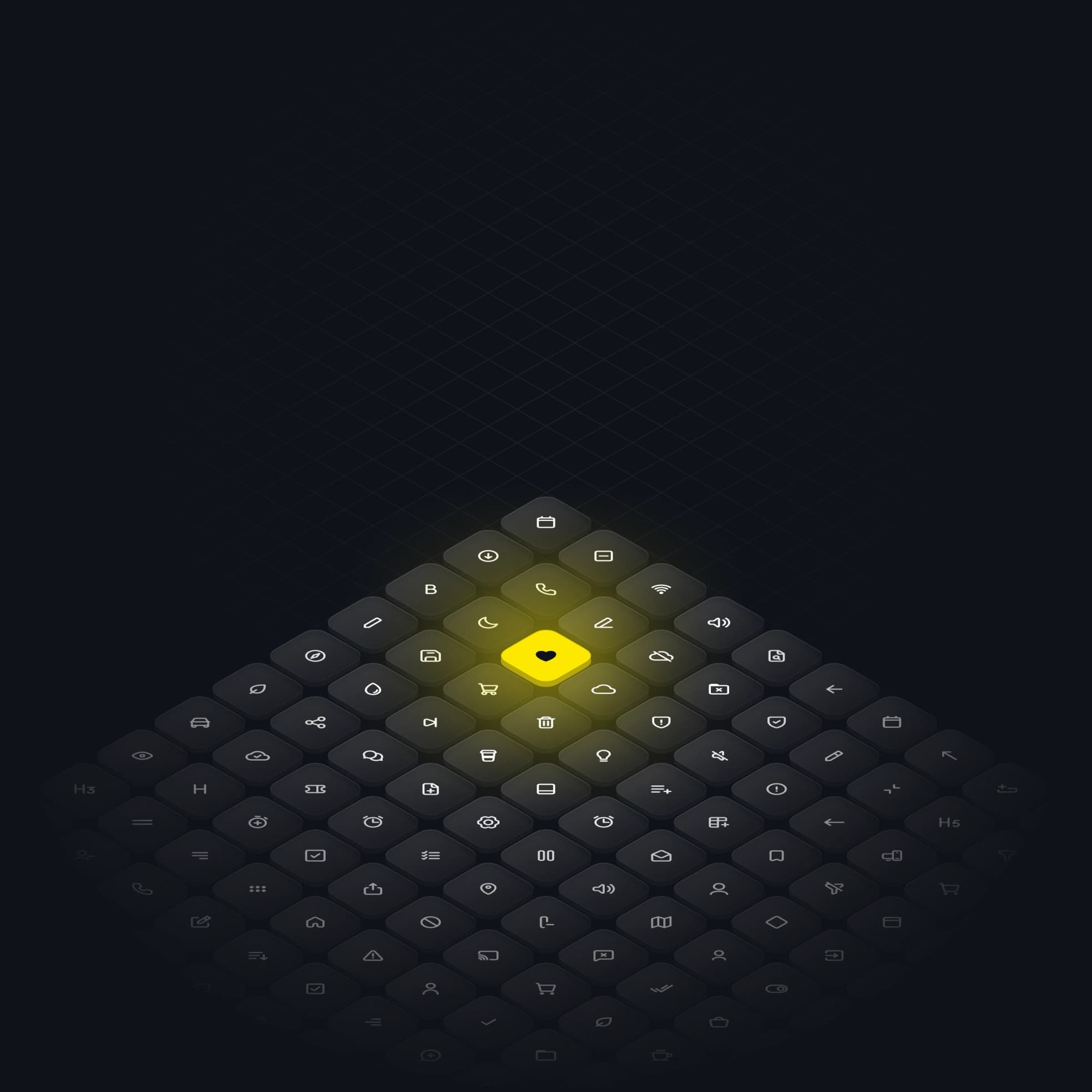 Isometric grid of coolicons in the Line style