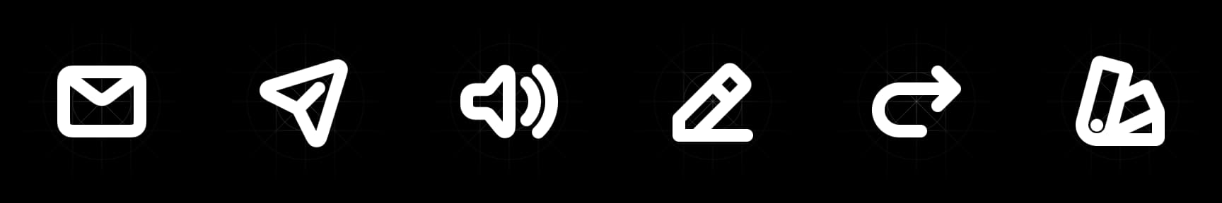 Six coolicons with a bold stroke