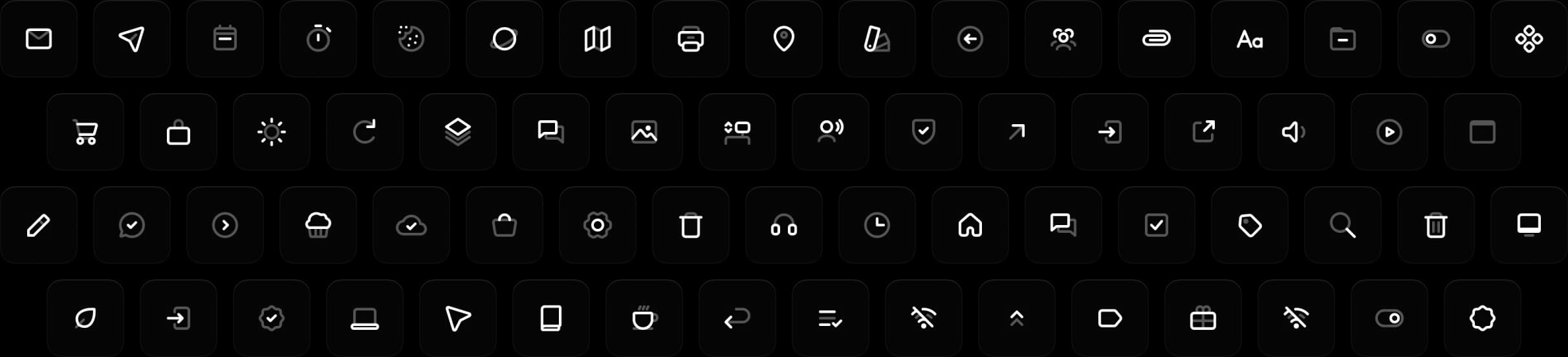Rows of coolicons in the Duocolor style